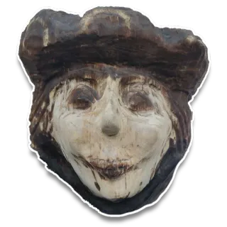 👹 talla de madera, escultura, cara, madera, arte whatsapp sticker