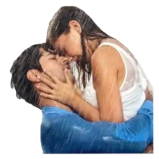 🖤 любовь, поцелуй, дождь, пара, романтика telegram sticker