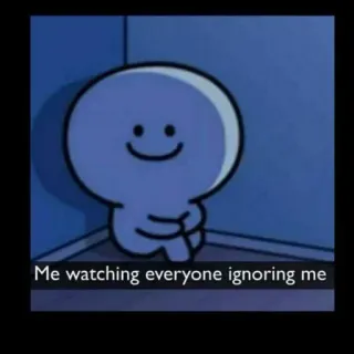 🔥 Me watching everyone ignoring me smutny, samotny, ignorowany, kreskówka, postać telegram sticker