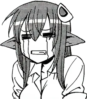🐍 anime, manga, piangere, triste, elfo, lacrime, emozionale telegram sticker
