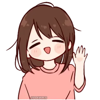 💞 @HAWKS hoạt hình, cô gái, vẫy tay, anime, vui vẻ telegram sticker