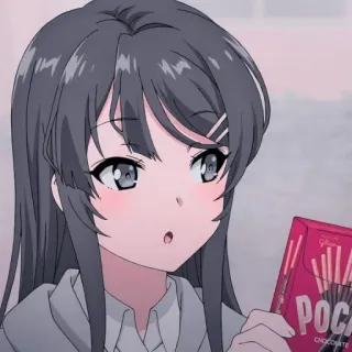 🐰 POCKY Anime, Fille, Pocky, Chocolat, Snack, Mignon telegram sticker