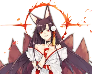 😃 Anime, Gadis, Rubah, Telinga, Ekor, Karakter telegram sticker