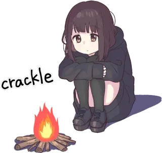 🔥 crackle Anime, Meisje, Vuur, Kampvuur, Cartoon, Schattig whatsapp sticker