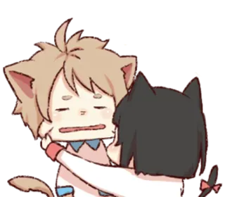 😖 милый, кот, объятие, каваий, аниме, манга, дружба telegram sticker