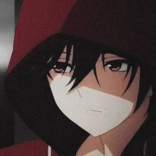 ➖ anime, boy, hoodie, serious, red, manga telegram sticker