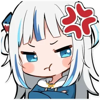 💢 Gawr Gura アニメ, VTuber, サメ, がうる・ぐら, 可愛い, 怒り telegram sticker