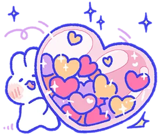 ❤️ cœur, lapin, mignon, amour, romantique, Saint-Valentin, dessin animé telegram sticker