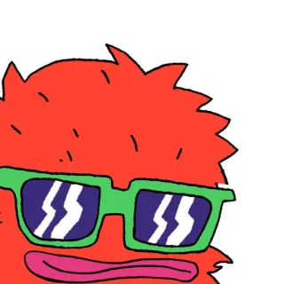 👀 potwór, kreskówka, okulary, fajny, postać, czerwony, puszysty telegram sticker