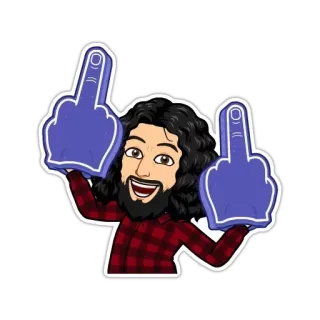 🖕 cử chỉ xúc phạm, ngón giữa, Bitmoji, nhân vật hoạt hình, xúc phạm, lăng mạ telegram sticker