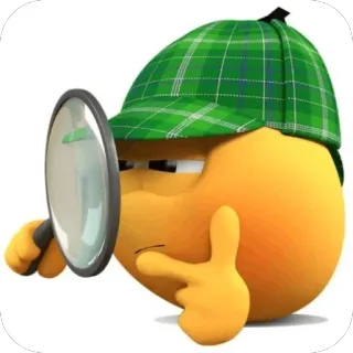😑 detective, emoji, lente d'ingrandimento, indagine, ricerca, mistero, ispettore, curioso telegram sticker