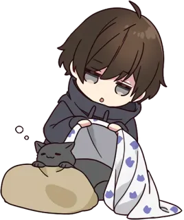 😴 Anime, Manga, Schattig, Chibi, Kat, Slaperig, Moe, Dekens telegram sticker