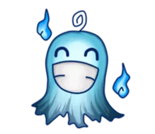 😁 Geist, blau, niedlich, Gespenst, Cartoon, freundlich whatsapp sticker