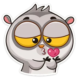 😘 animal, dessin animé, mignon, amour, bisou, coeur, autocollant whatsapp sticker
