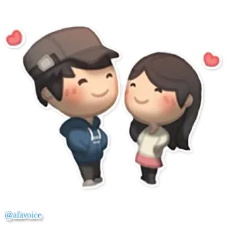😍 @afavoice Kreskówka, Para, Miłość, Serca, Urocze, Związek telegram sticker
