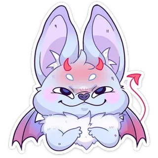 😈 süß, teufel, dämon, fledermaus, tier, fantasy, cartoon, aufkleber whatsapp sticker