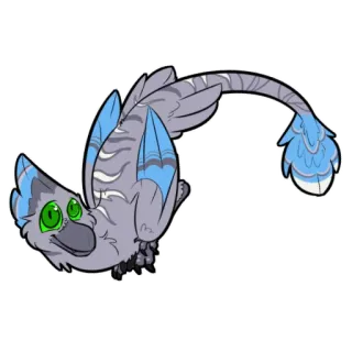 😌 pássaro, fofo, animal, desenho animado, azul, cinza, voando telegram sticker