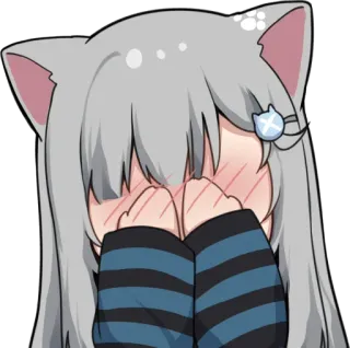 🙈 Anime, Neko, Mignon, Émoticône, Kawaii, Rouge telegram sticker