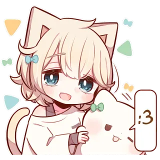 🐱 :3 cat, anime, cute, kawaii, pet, animal telegram sticker