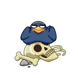 😈 calavera, cuervo, huesos, dibujos animados, pegatina telegram sticker