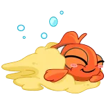 😴 pesce, sonno, carino, cartone animato, animale, arancione, dormire, riposo telegram sticker