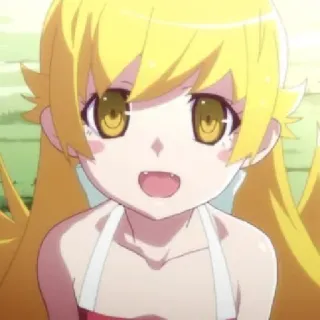🧿 Anime, Charakter, Niedlich, Blonde Haare, Pferdeschwänze, Vampir telegram sticker