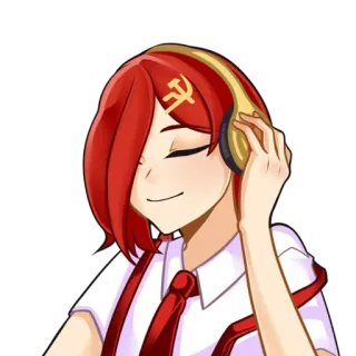💃 Anime, Communisme, Musique, Casque, Rouge whatsapp sticker