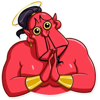 🥺 恶魔, 卡通, 天使, 光环, 搞笑, 红色, 贴纸 telegram sticker