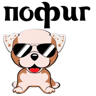 👿 ПОФИГ 犬, サングラス, 漫画, かっこいい, ロシア語, テキスト telegram sticker