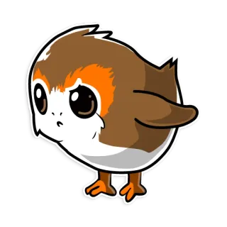 🤨 Porg Star Wars 波格鸟, 星球大战, 可爱, 鸟, 动物, 卡通 whatsapp sticker