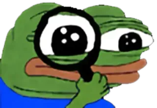 🔍 Pepe the Frog Pepe la Rana, Meme, Meme de Internet, Rana, Buscando, Lupa telegram sticker