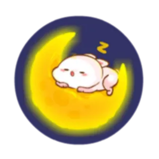 🌙 śpiący, księżyc, słodki, zwierzę, zzz whatsapp sticker