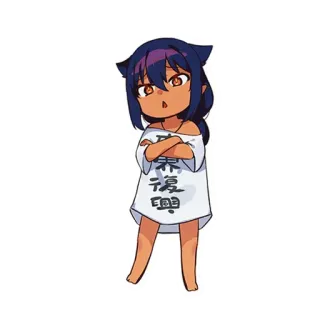 🤨 榮復興 Gadis anime, Telinga kucing, Chibi, Kulit sawo matang, Imut telegram sticker