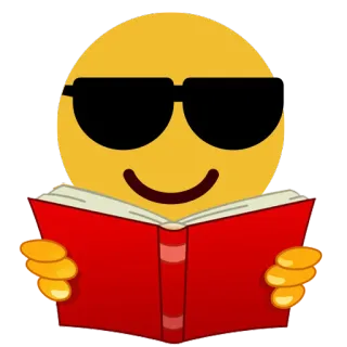 📔 Emoji, Lectura, Libro, Gafas de sol, Inteligente, Cool, Educación telegram sticker