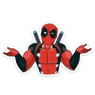 🤷‍♂️ Deadpool ซูเปอร์ฮีโร่, คาตานะ, มาร์เวล, หนังสือการ์ตูน, อาวุธ telegram sticker