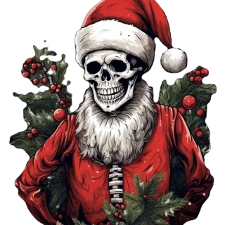 🫥 skeleton, santa claus, christmas, holiday, death, festive, winter telegram sticker