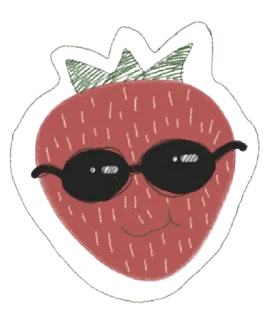 🌟 aardbei, fruit, zonnebril, cool, sticker, rood whatsapp sticker