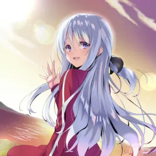 📕 fille anime, cheveux longs, personnage, dessin animé, illustration, oeuvre d'art telegram sticker