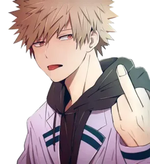 🖕 Bakugo Katsuki My Hero Academia Anime, Dito medio, Personaggio, Fanart telegram sticker