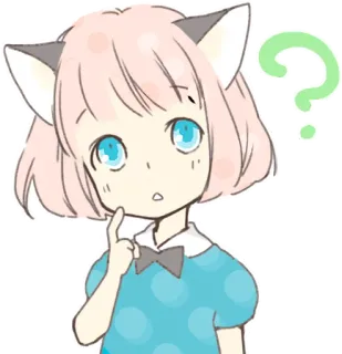 🤔 Anime, Garota, Fofa, Pergunta, Orelhas de gato telegram sticker