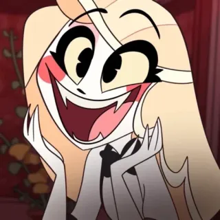 🟡 Charlie Morningstar Hazbin Hotel hazbin hotel, чарли морнингстар, мультфильм, персонаж, улыбается telegram sticker