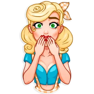 🙊 cartoon, blonde, woman, shocked, retro telegram sticker