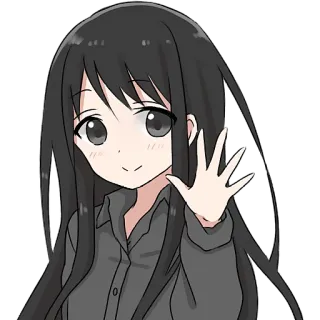 👋 ragazza anime, manga, illustrazione, che saluta, personaggio telegram sticker