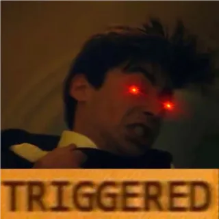 👺 TRIGGERED Мем, Триггер, Злой, Выражение, Красные глаза, Эмоциональный whatsapp sticker