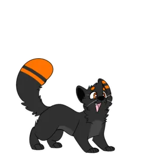⬇ chat, animal, dessin animé, chat noir, queue orange, mignon, animal de compagnie, autocollant telegram sticker