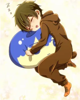 🎐 ZZZZ sleeping, anime, bear onesie, tired, cute, pillow telegram sticker