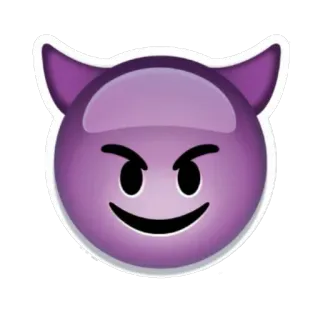 😈 Эмодзи, Дьявол, Фиолетовый, Злой, Рога, Улыбка telegram sticker