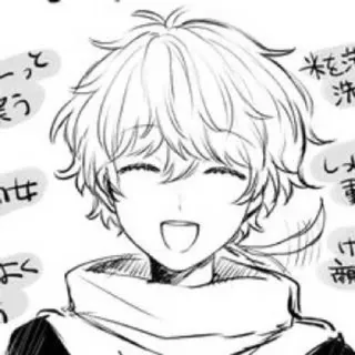 🌟 米を洗う anime, manga, uśmiech, czarno-białe, ilustracja telegram sticker