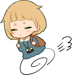 🏃‍♀️ Chibi, Fille, Appareil photo, Dessin animé, Dessin, Autocollant telegram sticker
