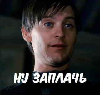 😏 Peter Parker Spider-Man 3 НУ ЗАПЛАЧЬ tobey maguire, peter parker, spider-man, cry, meme, emotional telegram sticker
